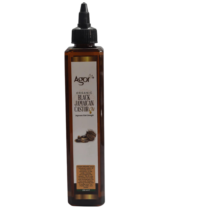 agor organic black jamaican castor oil for hair strength growth thick healthy hair and soft skin 250ml