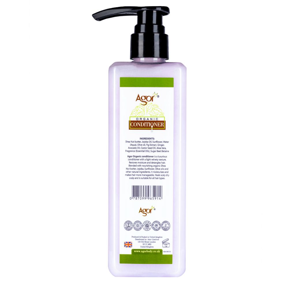 agor organic conditioner 500ml nourishing moisturizing volumizing hair care for soft shiny and manageable healthy looking hair