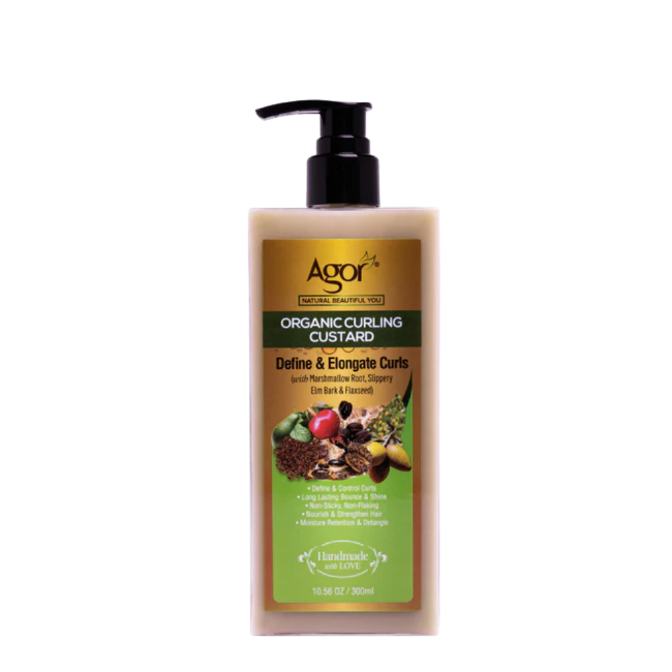 agor organic curling custard 300ml curl defining cream for frizz control shine and natural bouncy curly hair styling