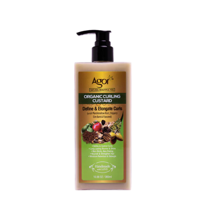 agor organic curling custard 300ml curl defining cream for frizz control shine and natural bouncy curly hair styling