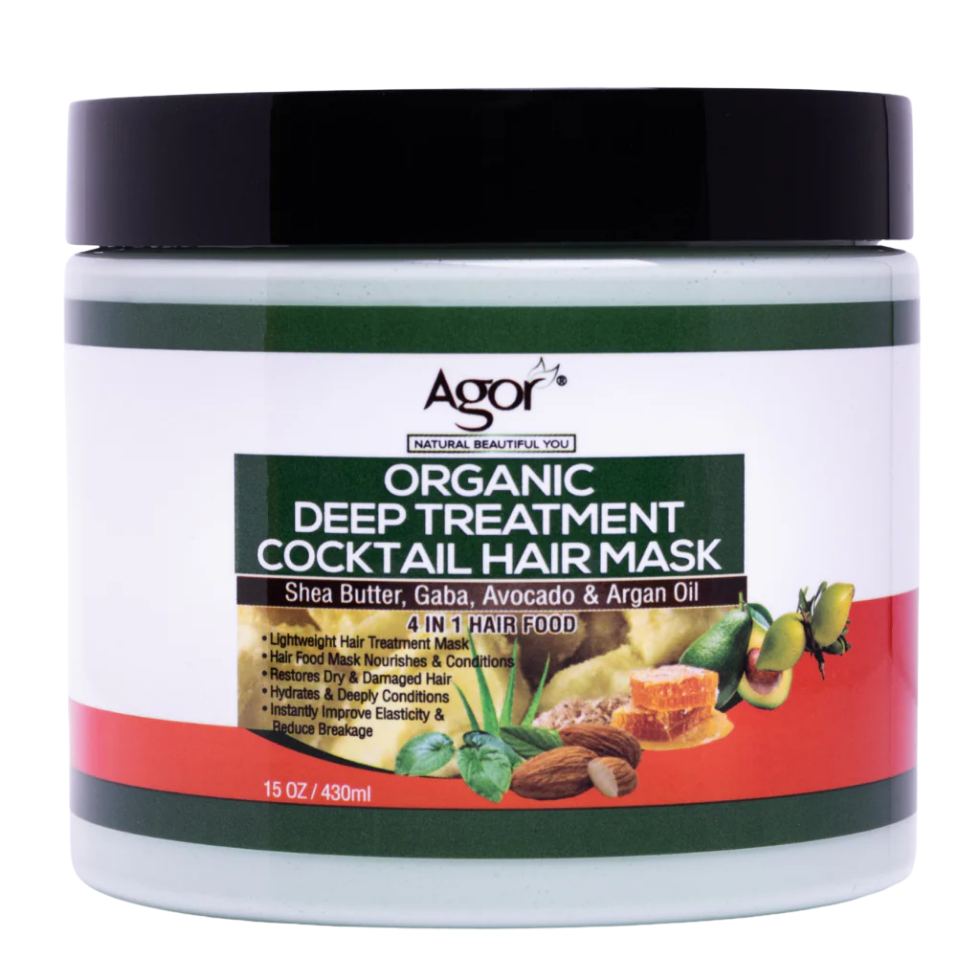 agor organic deep treatment cocktail hair mask 430ml shea butter argan avocado oil repair mask for dry damaged hair nourishment and shine