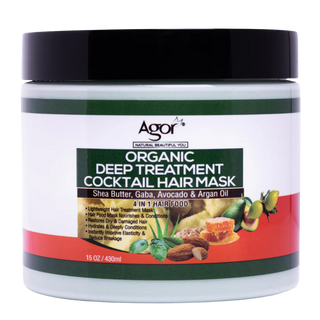 agor organic deep treatment cocktail hair mask 430ml shea butter argan avocado oil repair mask for dry damaged hair nourishment and shine