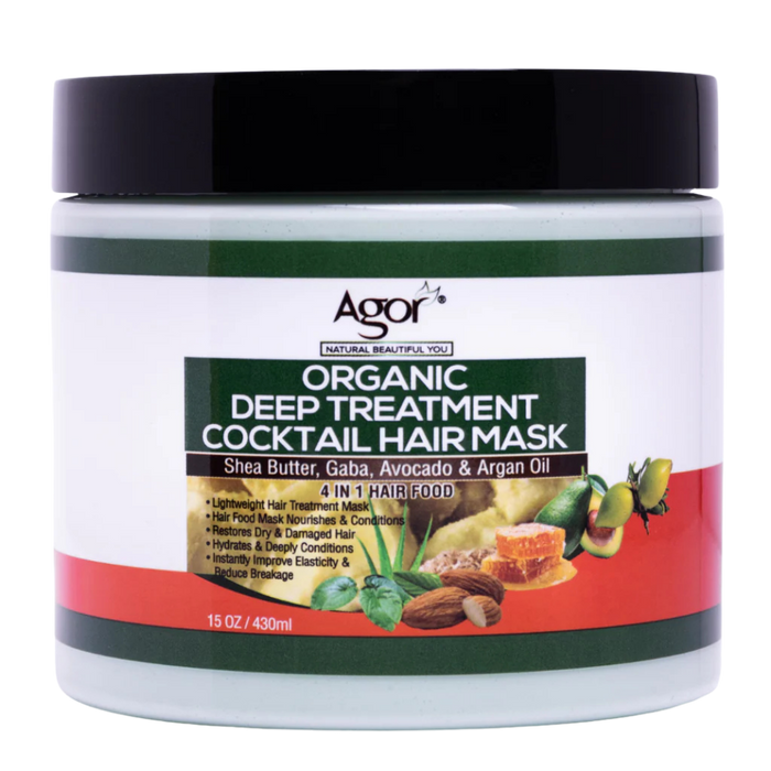 agor organic deep treatment cocktail hair mask 430ml shea butter argan avocado oil repair mask for dry damaged hair nourishment and shine