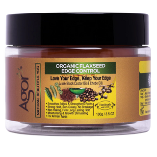 agor organic flaxseed edge control 100g strong hold smooth styling gel for sleek edges frizz control and natural polished hair look