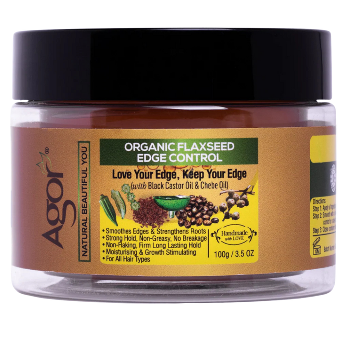 Agor Organic Flaxseed Edge Control 100g | Strong Hold Smooth Styling Gel