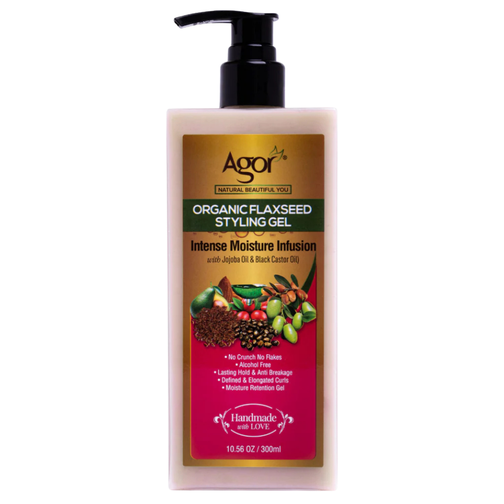 agor organic flaxseed styling gel 300ml curl defining gel for elongated curls frizz control and natural shiny hair styling
