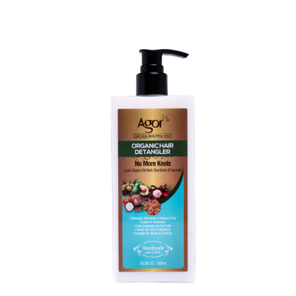 agor organic hair detangler 300ml no more knots spray with shea butter flaxseed slippery elm for smooth and tangle free hair