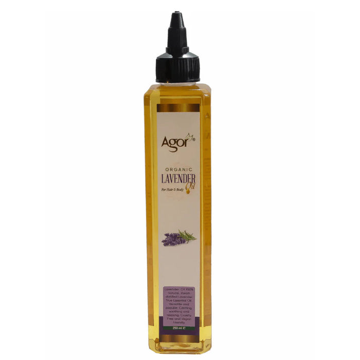 agor organic lavender oil for hair and body soothing hydration frizz control soft shiny hair glowing skin 250ml