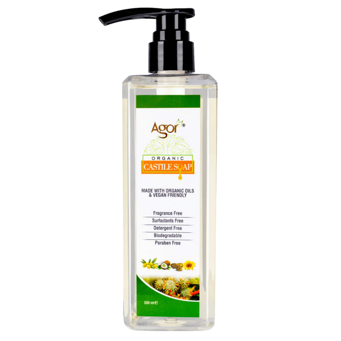 agor organic liquid castile soap 500ml vegan natural multi purpose cleansing soap for skin hair and home use