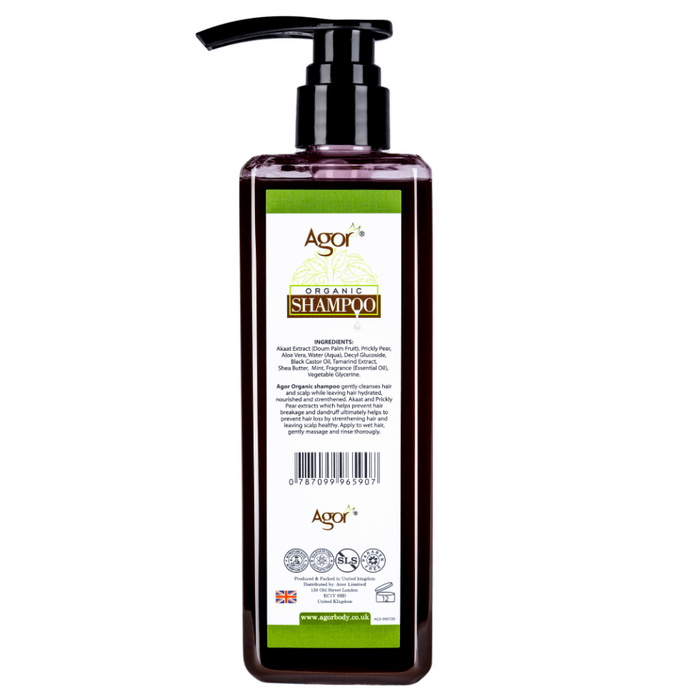Agor Organic Shampoo 500ml | Strengthen Soothe Shine Hydrate Hair Care Cleanser