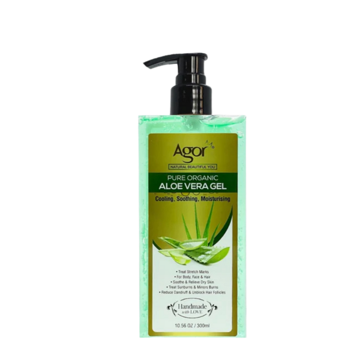 agor pure organic aloe vera gel 300ml soothing hydrating natural gel for skin hair and scalp care cooling and nourishing formula