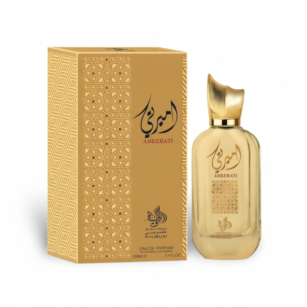 al wataniah khususi ameerati 100ml edp unisex fresh citrus musk woody arabic perfume bottle