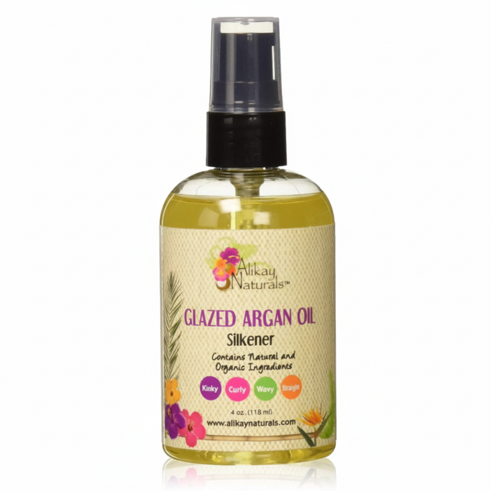 alikay naturals glazed argan silkener 4oz for shine smooth frizz control and heat protection hair