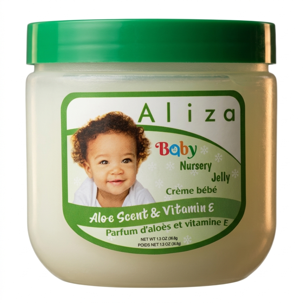 Aliza nursery jelly aloe scent vitamin E moisturizes and protects dry skin daily