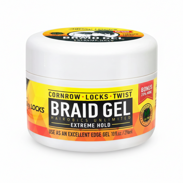 AllDay Locks Braid Gel Extreme Hold 10oz | Strong Hold Edge Control Gel