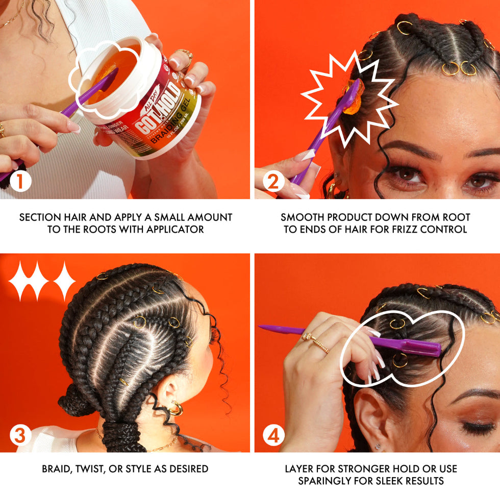 all day got hold braiding gel extreme hold styling gel for braids cornrows twists 5oz