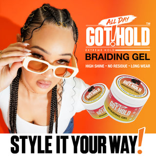 all day got hold braiding gel extreme hold styling gel for braids cornrows twists 5oz