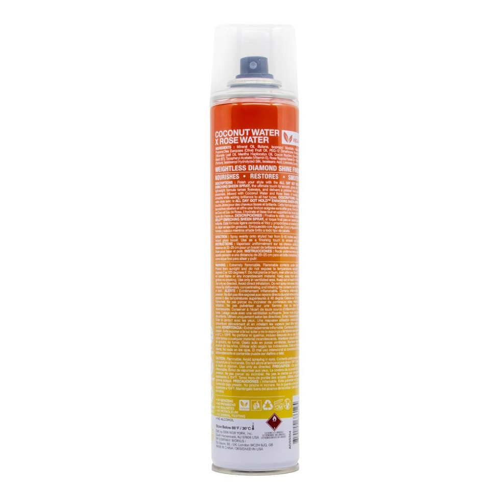 all day got hold sheen spray coconut rose water hair shine spray 354ml