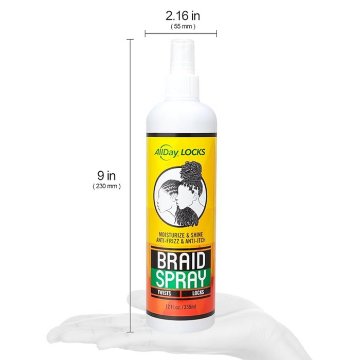 AllDay Locks Braid Spray 12oz | Hydrating Moisturizer for Braids & Locs