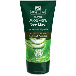aloe pura aloe vera face mask 150ml hydrating soothing skincare mask for soft smooth refreshed skin aloe vera facial treatment gentle moisturizing face care product