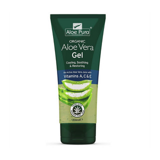 aloe pura aloe vera gel vitamins a c e 200ml soothing hydrating skin care gel for face and body lightweight non greasy aloe vera moisturizer calming skin relief product