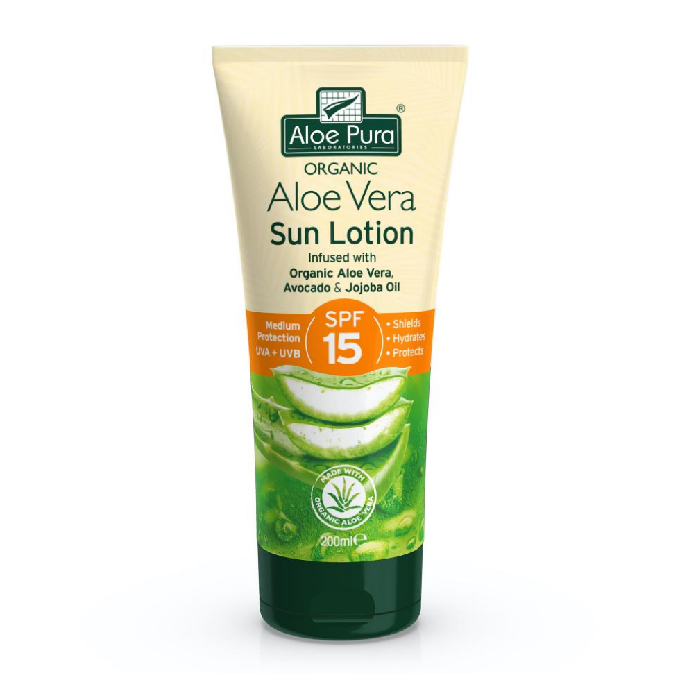 aloe pura aloe vera sun lotion spf15 200ml uva uvb protection hydrating sunscreen aloe vera skin care lightweight non greasy sun protection cream