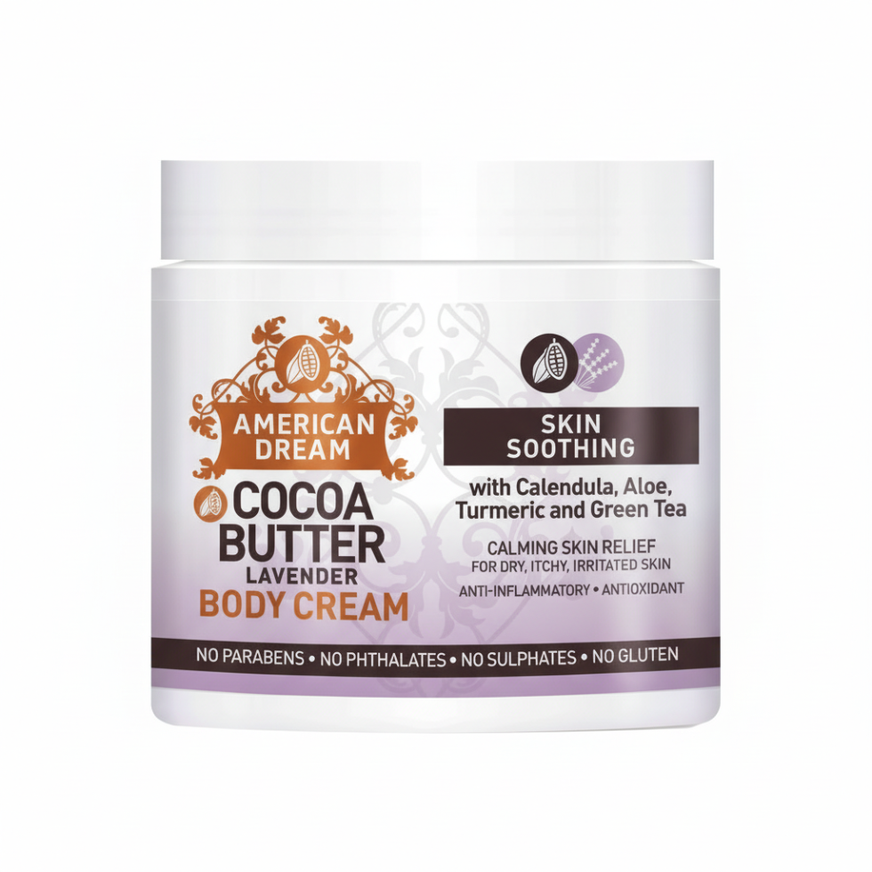 american dream cocoa butter lavender body cream hydrate soothe relax soft smooth skin care
