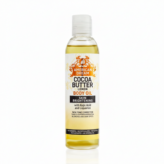 american dream cocoa butter lemon body oil for brightening hydration soft glowing smooth skin