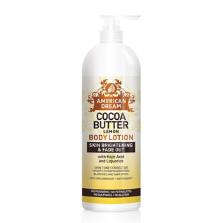 american dream cocoa butter lemon lotion brightening even skin tone vitamin e smooth glowing skin care