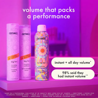 amika big hit volumizing conditioner 275ml lightweight conditioner for volume body bounce and soft full looking fine hair care product
