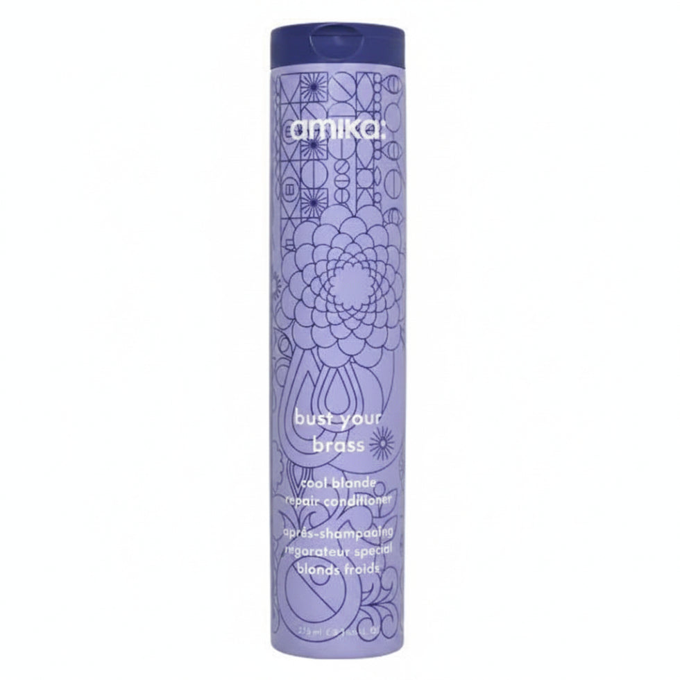 amika bust your brass cool blonde conditioner 275ml purple toning conditioner for blonde hair brass neutralizing soft smooth shiny color treated hair care product