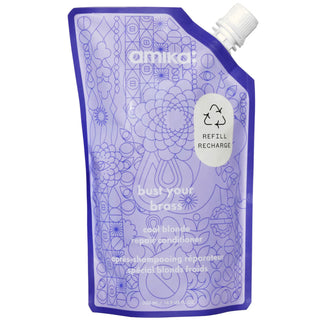 Amika Bust Your Brass Cool Blonde Conditioner 500ml for blonde hair hydration and brass tone correction