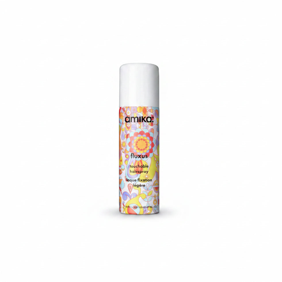 amika fluxus touchable hairspray 44ml travel size flexible hold hairspray for soft natural touchable frizz free hairstyle finishing spray