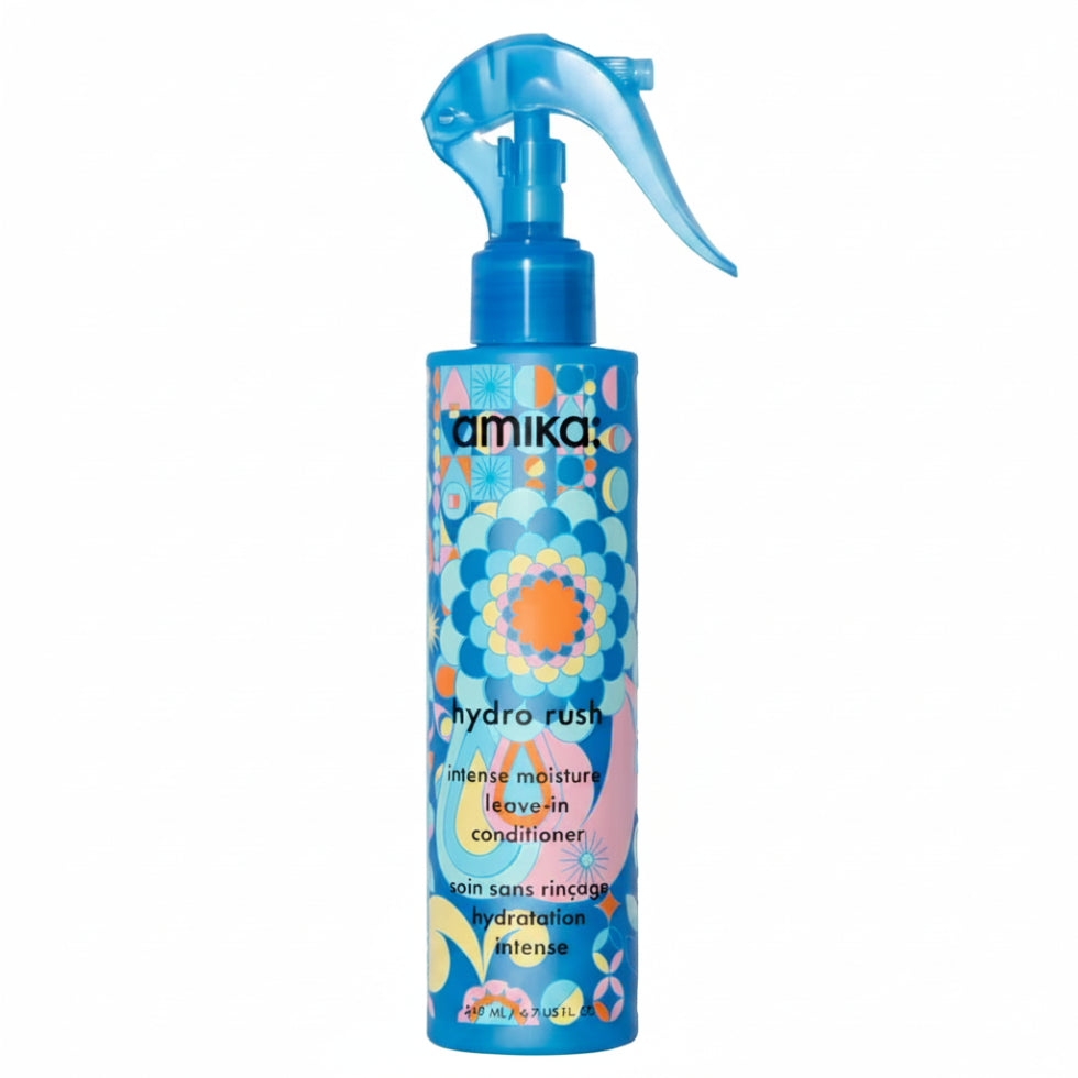 Amika Hydro Rush Intense Moisture Leave-In Conditioner 200ml for hydration frizz control and soft manageable hair