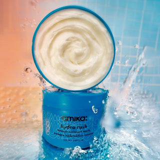 Amika Hydro Rush Intense Moisture Mask 500ml for deep hydration softness and healthy-looking hair treatment