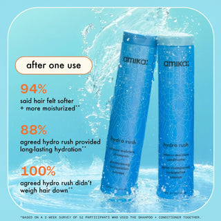 Amika Hydro Rush Intense Moisture Shampoo 1000ml for hydration softness and healthy looking hair