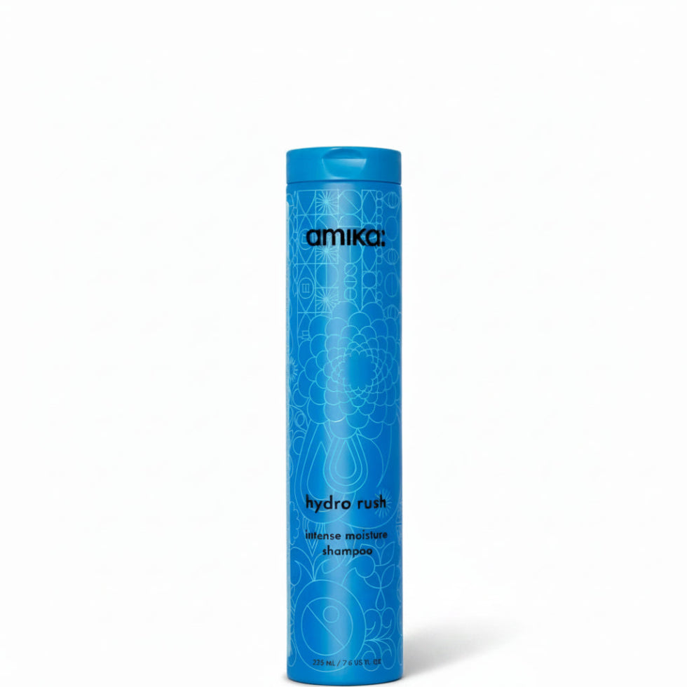 Amika Hydro Rush Intense Moisture Shampoo 275ml for hydration softness and healthy looking hair