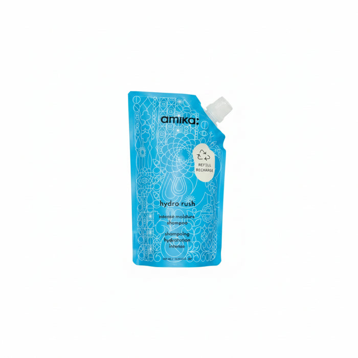 Amika Hydro Rush Intense Moisture Shampoo 500ml | Hydrating Hair Care & Softness