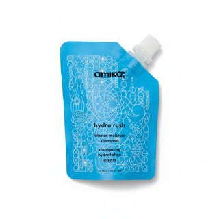 Amika Hydro Rush Intense Moisture Shampoo 60ml for hydration softness and healthy looking hair