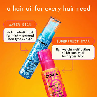 Amika Superfruit Star Lightweight Hair Styling Oil 50ml for shine frizz control and smooth hair 
