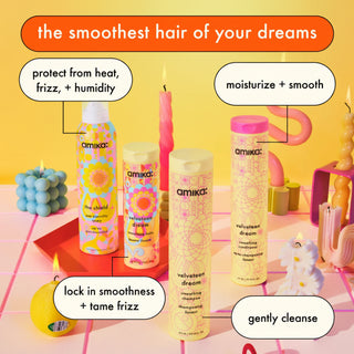 Amika Velveteen Dream Smoothing Shampoo 1000ml for frizz control smoothness and shine
