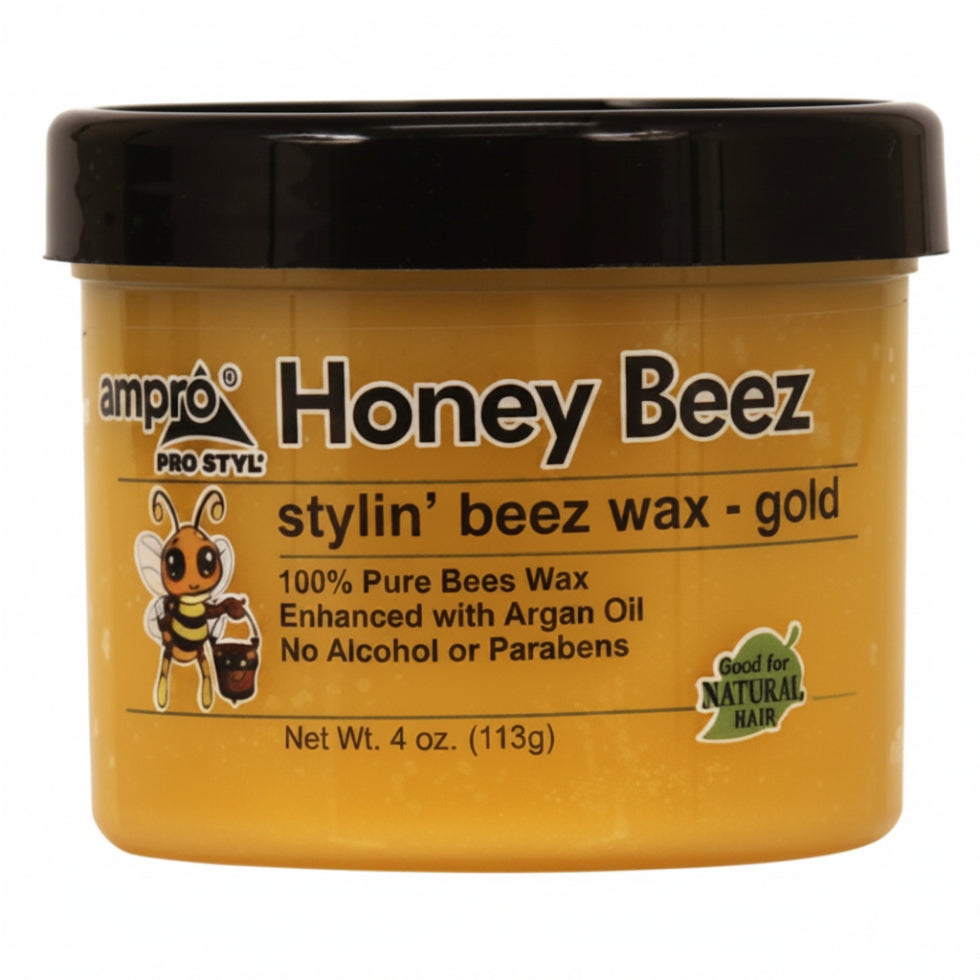Ampro Pro Styl Honey Beez styling wax gold 4oz strong hold hair wax for braids twists shine and frizz control styling care