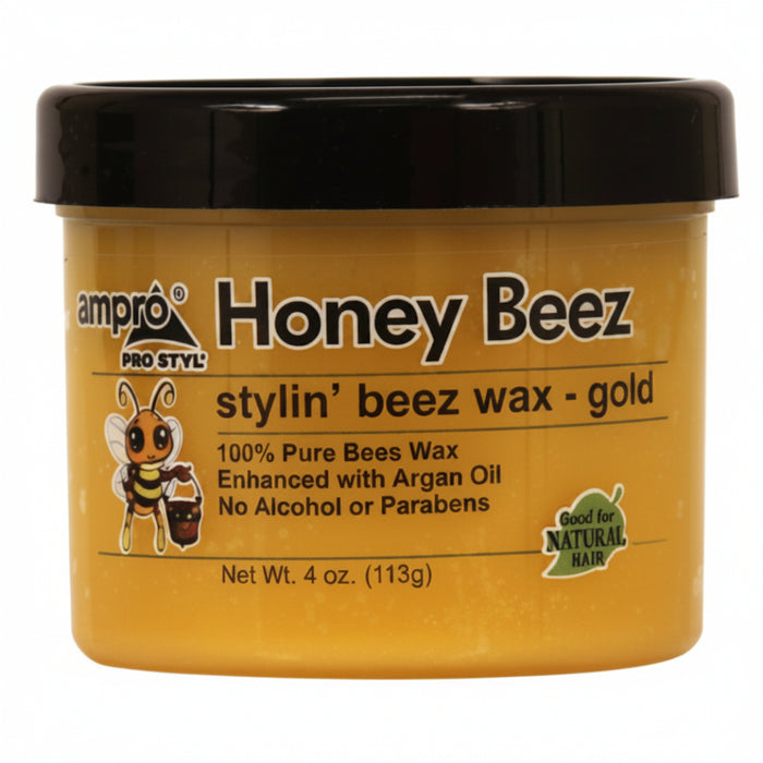 Ampro Pro Styl Honey Beez styling wax gold 4oz strong hold hair wax for braids twists shine and frizz control styling care