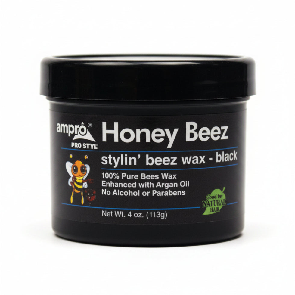 Ampro Pro Styl Honey Beez styling wax black 4oz strong hold hair wax for braids twists shine and frizz control styling care
