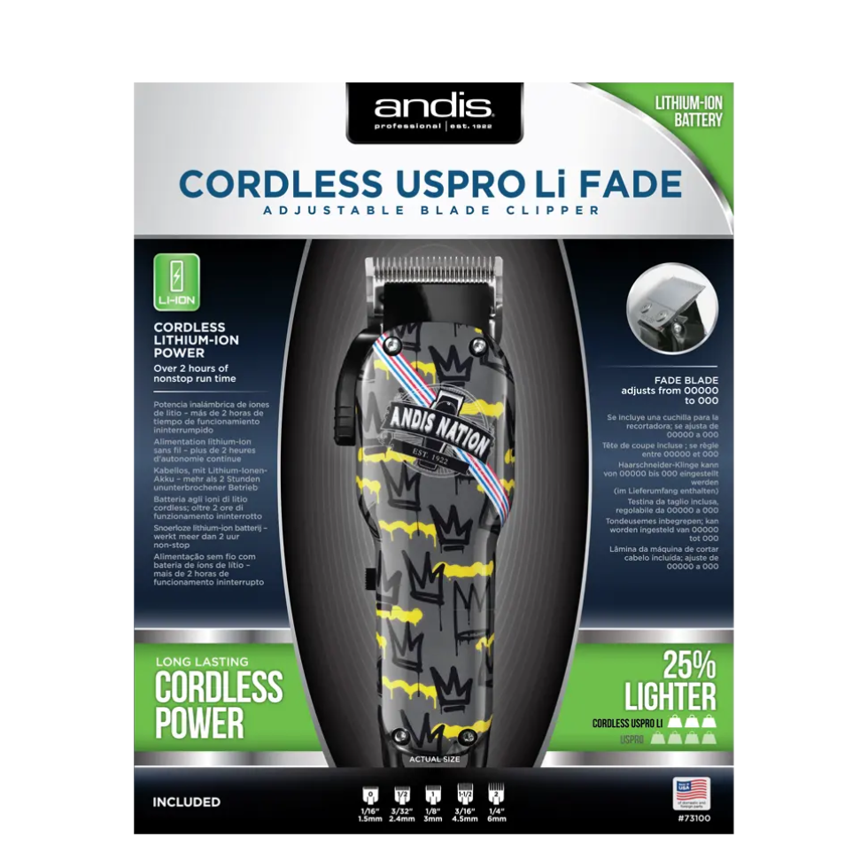 andis cordless uspro li fade limited edition clipper high speed fade precision barber hair cutting tool cordless professional grooming performance
