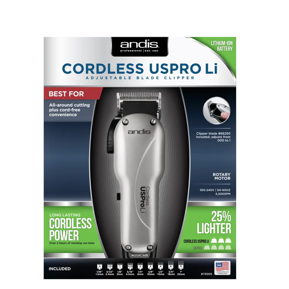 andis cordless uspro li adjustable blade clipper professional hair clipper for fades blending and barber grade cordless grooming performance tool
