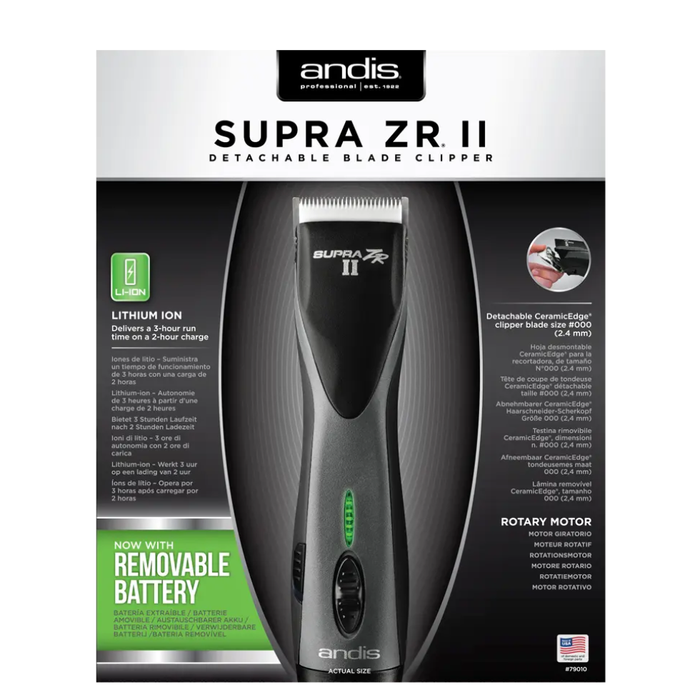 andis supra zr ii cordless clipper 5 speed detachable blade professional barber hair cutting machine for fades blending and all hair types grooming tool
