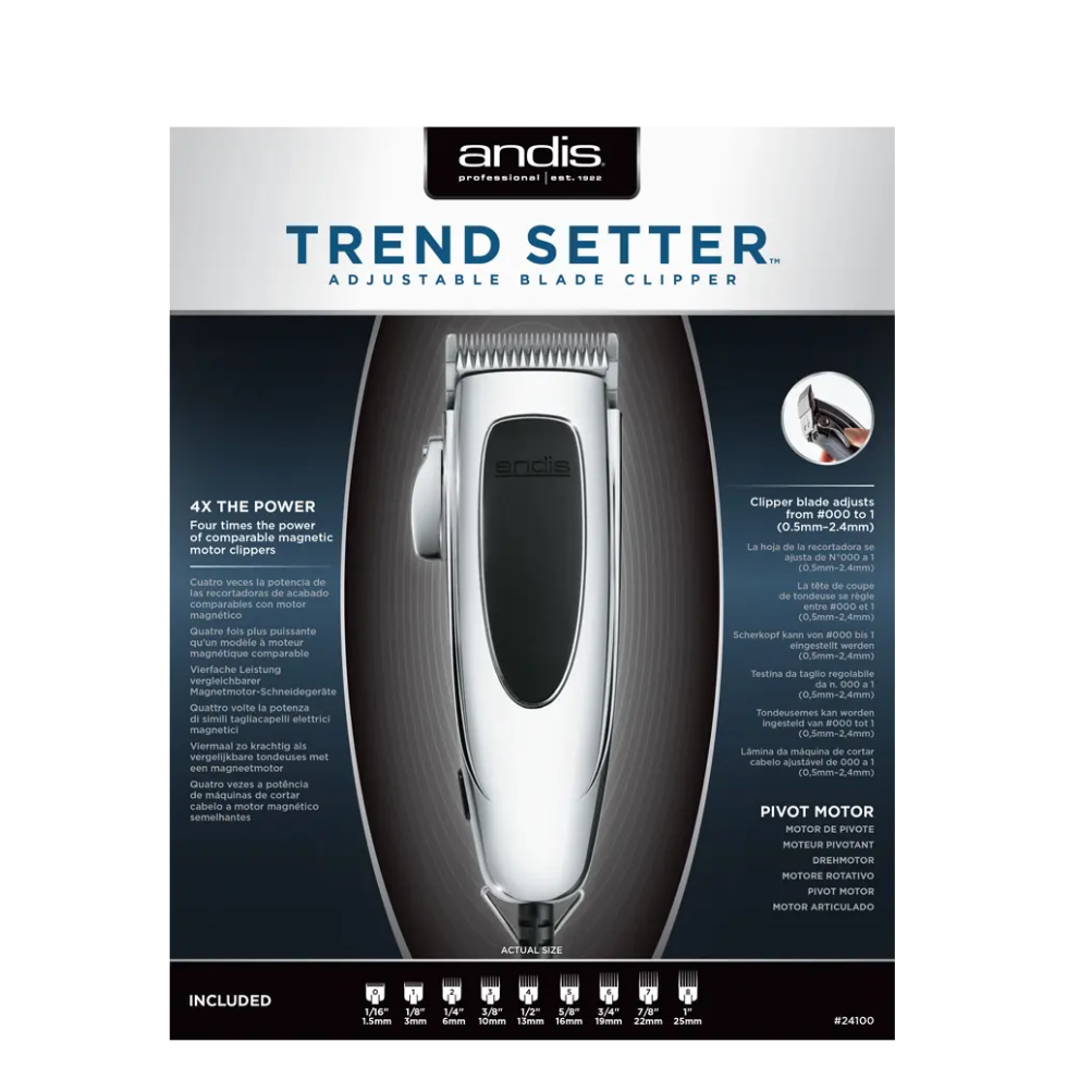 andis trend setter adjustable blade clipper pivot motor professional hair clipper for fades blending and barber grade hair cutting performance
