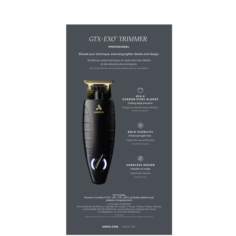 andis gtx exo cordless li trimmer gold blade 7200 spm professional barber detail trimmer for sharp line ups fades and precision grooming tool
