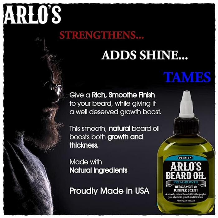 Arlo’s Beard Oil Pro-Growth 75ml | Bergamot Juniper Shine & Strength